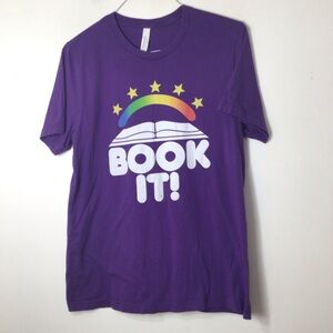 Bella Canvas Kids Tee in Purple with Rainbow 'Book It!' Design women large